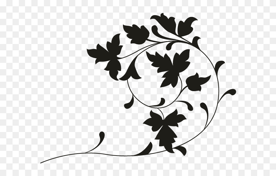 White Floral Design Clip Art - Black And White Leaf Branch - Png Download