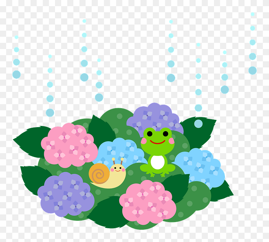 Rain Hydrangea Frog Snail Clipart - Tonami - Png Download