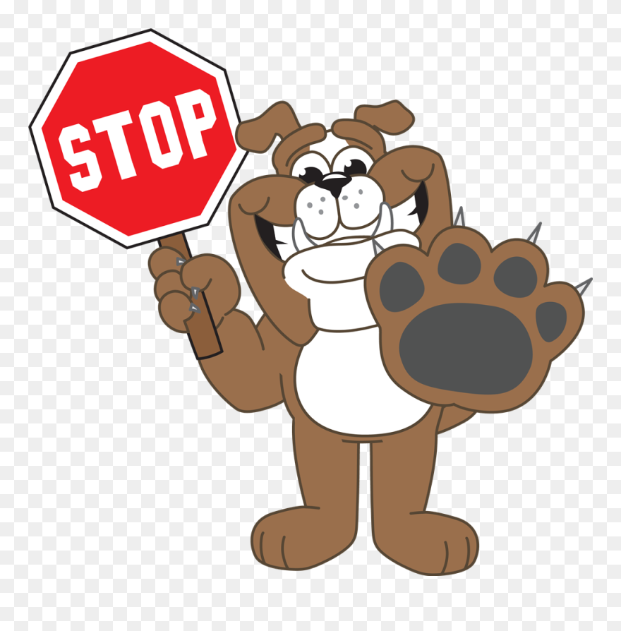 Bulldog With Stop Sign - Stop Sign Clipart School - Png Download