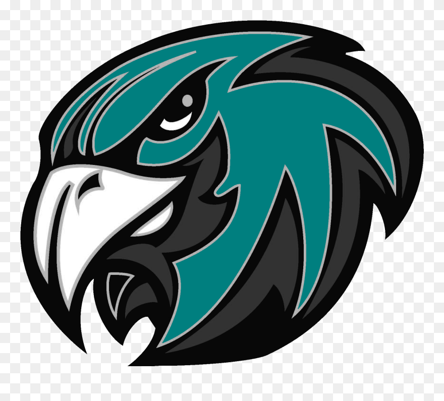 Teal Gray And Black Hawk Head Logo - Hickory High School Hawks Clipart