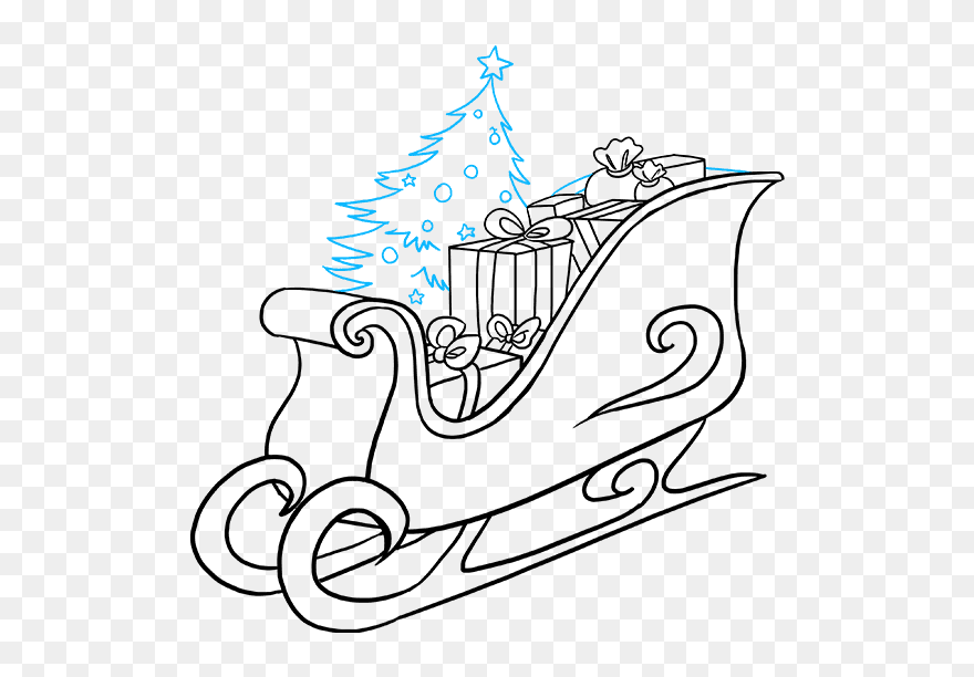 How To Draw Santa"s Sleigh - Santa Sleigh Drawing Easy Clipart