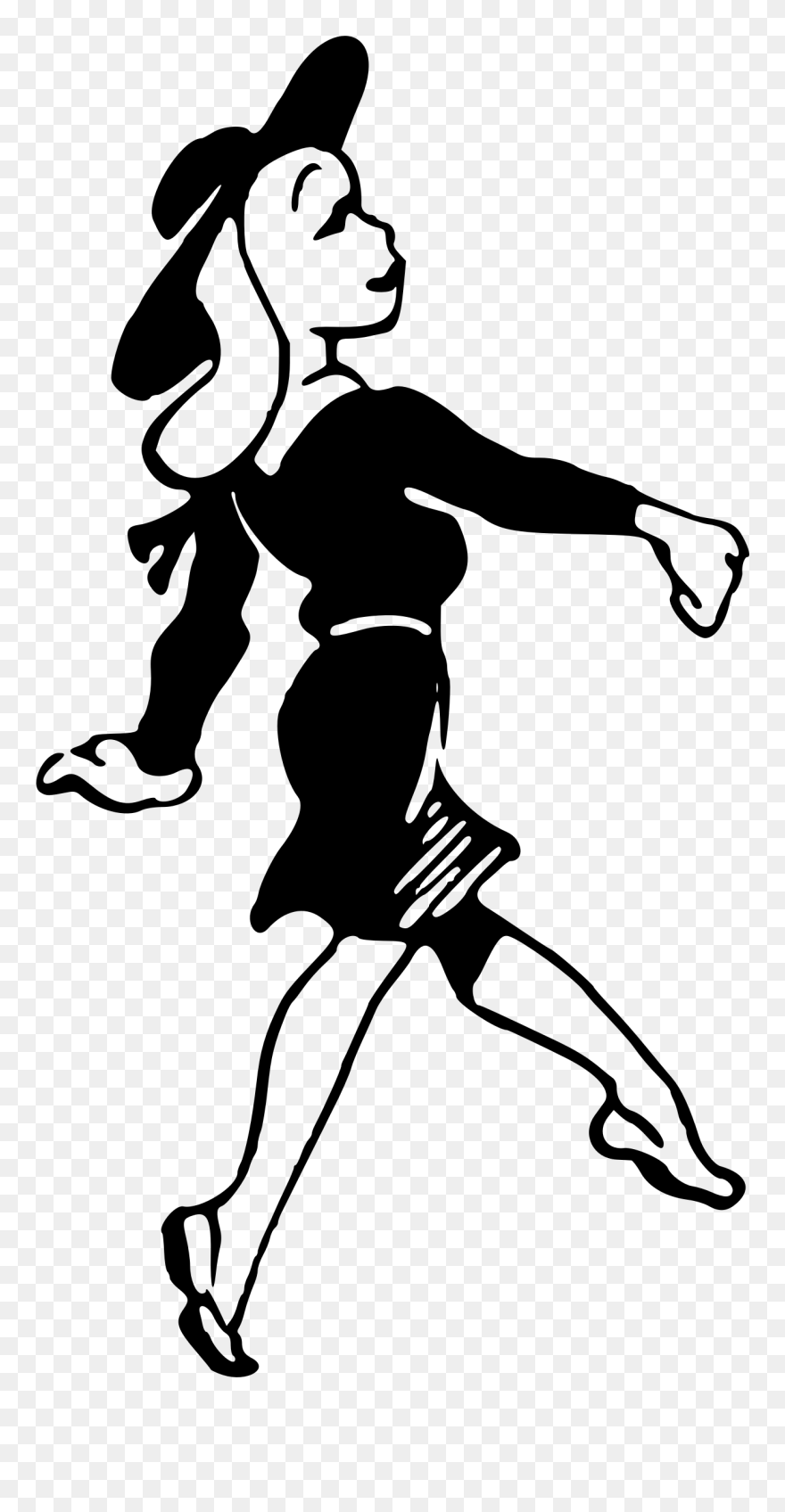 Lady Skipping Big Image - Skipping Black And White Clipart
