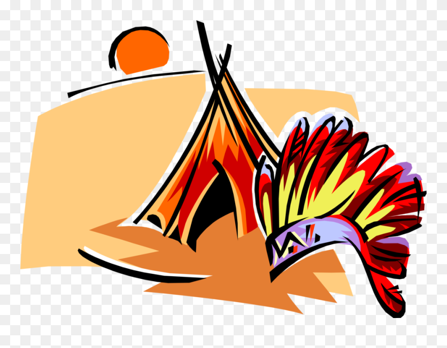 Native American With Headdress - Powwow Clipart - Png Download