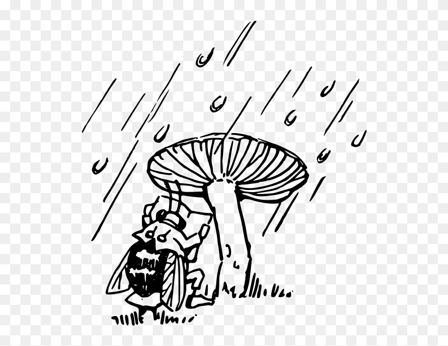 Bee In The Rain - Clip Art - Png Download
