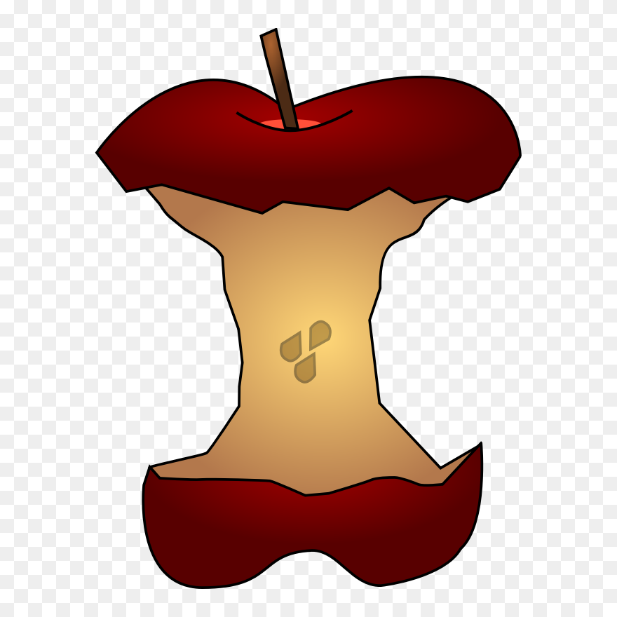Free Apple Core Clip Art - Eaten Apple Clipart - Png Download