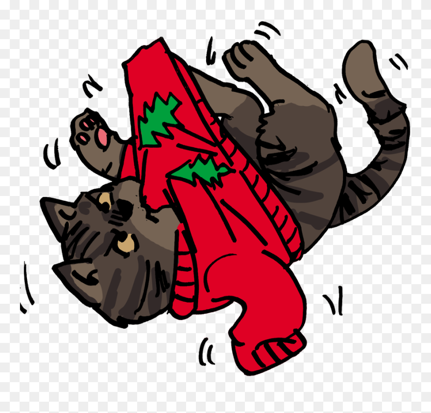 Cat And Christmas Sweater By Shabazik - Clipart Cat Sweater - Png Download