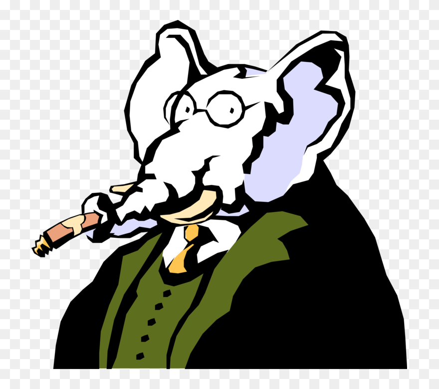 Transparent White Elephant Png - Elephant Smoking A Cigar Clipart