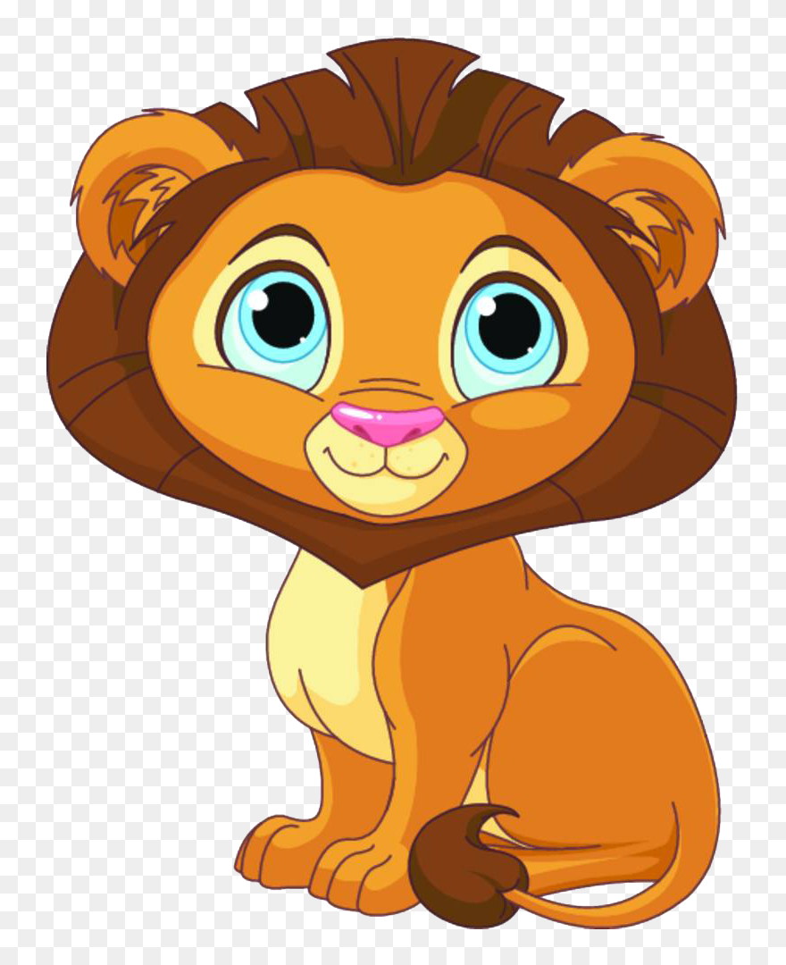 Cartoon Cat Sitting Clipart Picture Library Lion Cartoon - Cartoon Cute Little Lion - Png Download