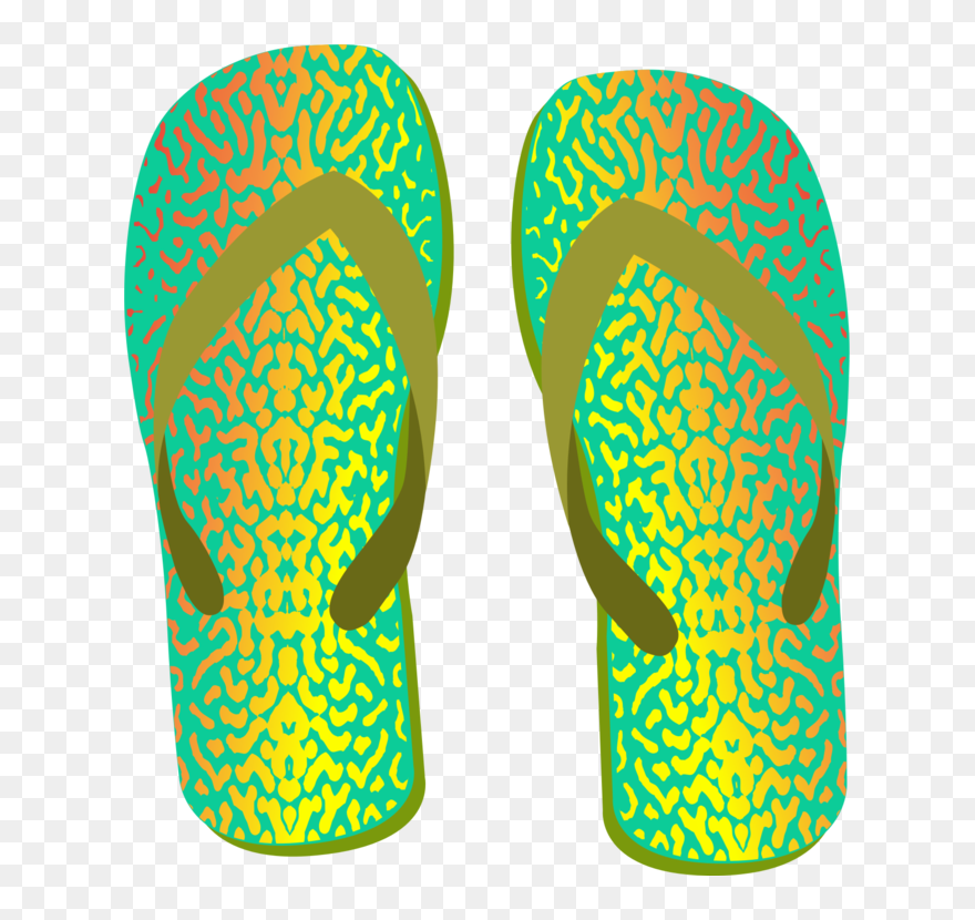 Yellow,green,shoe - Yellow Clipart Flip Flops - Png Download