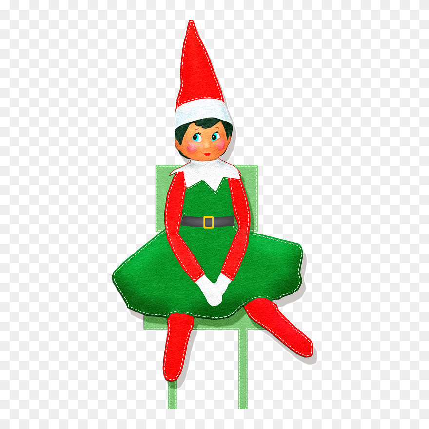 Christmas Elf On The Shelf Clipart - Girl Elf On The Shelf Cartoon - Png Download