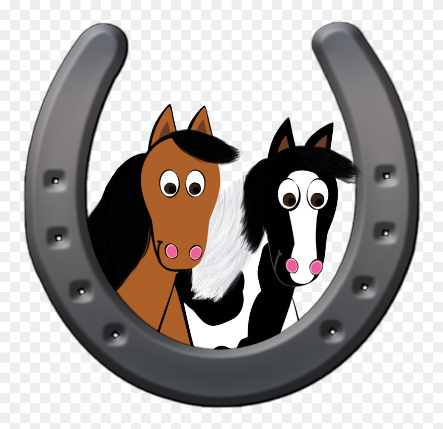 Horses In Horse Shoe - Cartoon Clipart