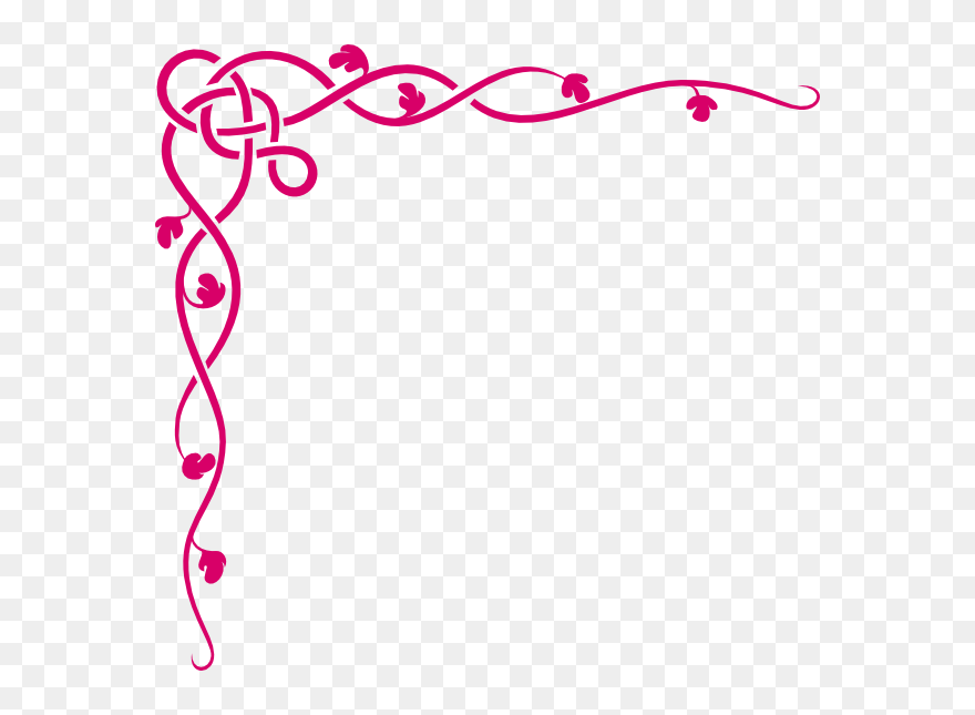 Magenta Vines Clip Art At Clker - Pink Ribbon Border - Png Download