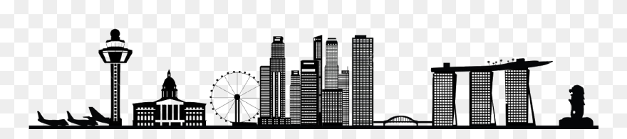 Singapore Skyline Silhouette Clipart Svg Download Singapore - Singapore Skyline Free Vector - Png Download