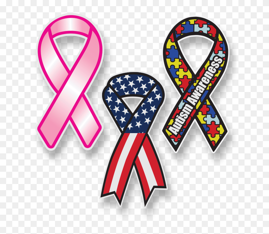 Die Cut Ribbon Decals - Autism Awareness Ribbon Clipart