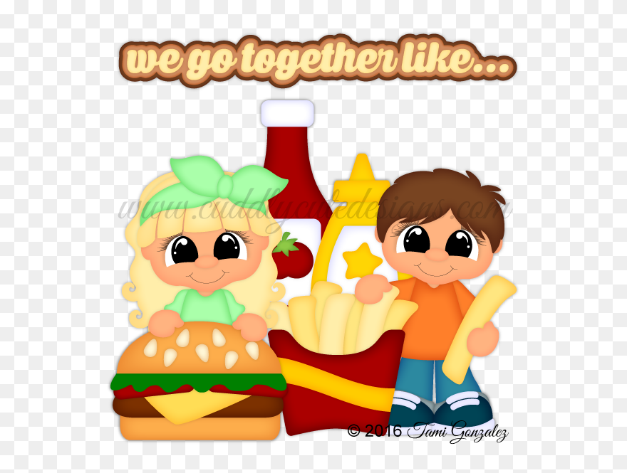 We Go Together Likeburger And Fries - Cartoon Clipart