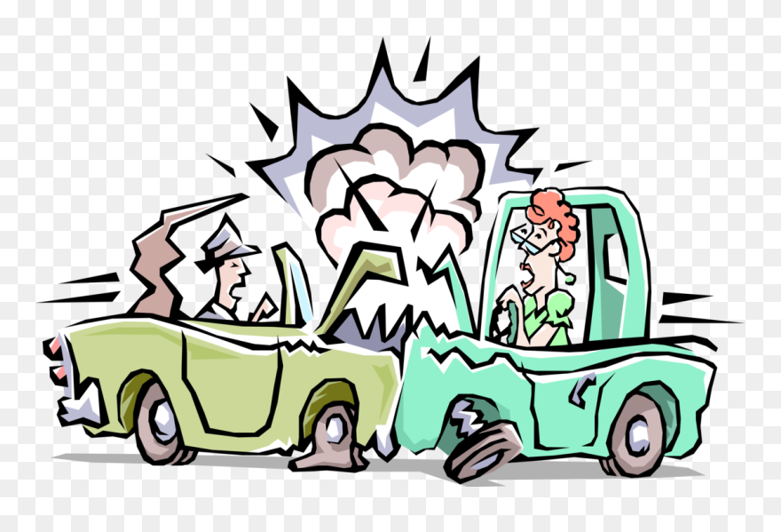 Vector Illustration Of Head-on Collision Traffic Accident - Accident Clipart Gif - Png Download