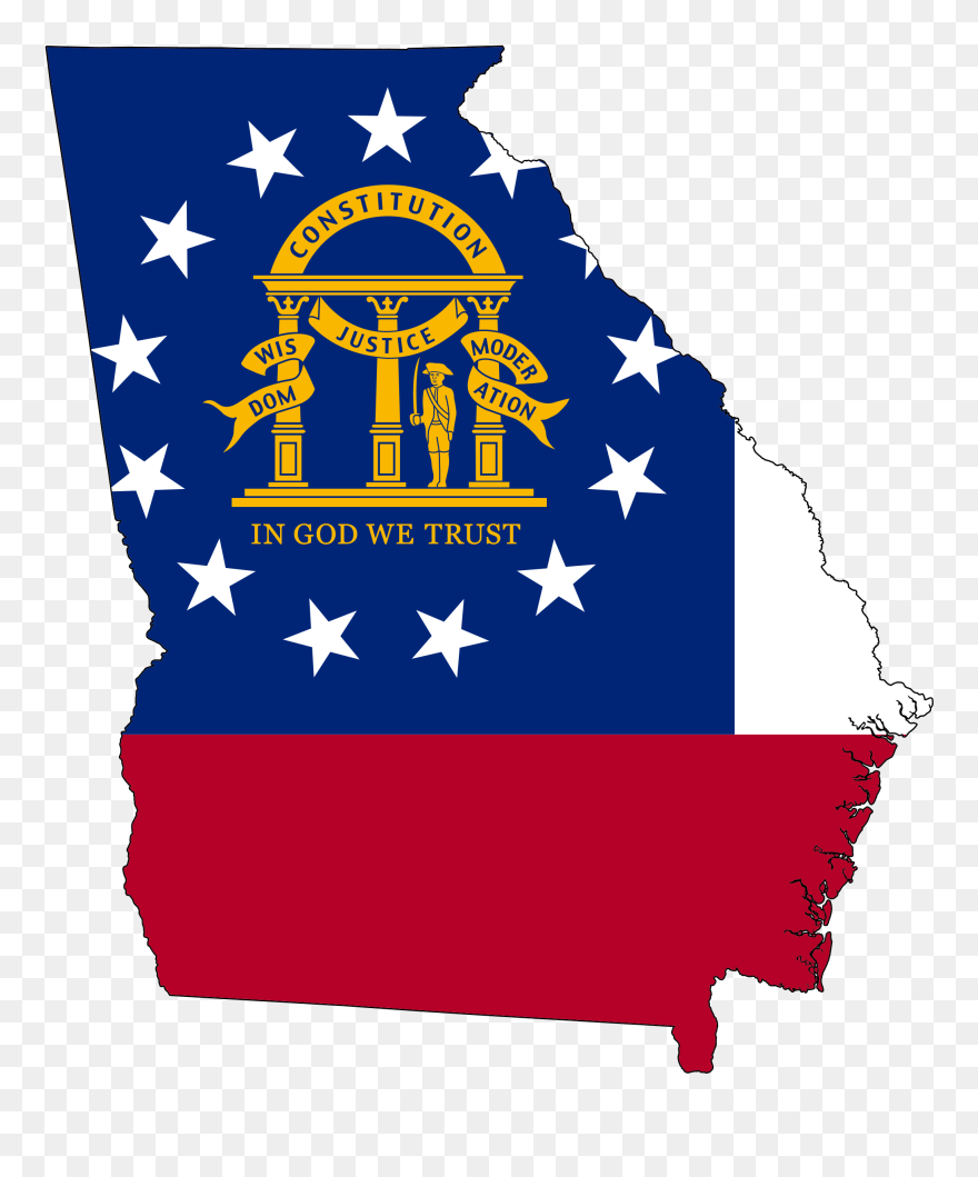 Georgia Clipart, Georgia Transparent Free For Download - Georgia State Flag Map - Png Download