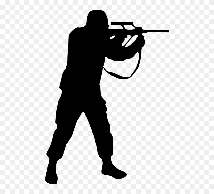 Sniper Soldier Standing - Soldier Silhouette Clipart