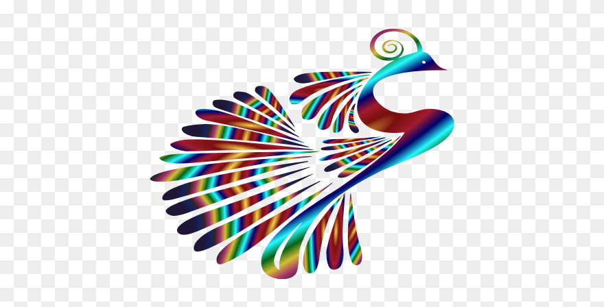 Stylized Peacock Colorful - Peacock Clipart Png Black And White Transparent Png