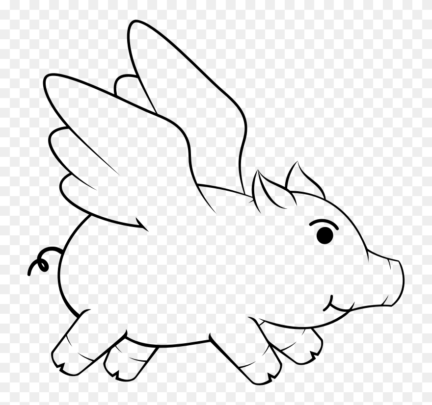 Transparent Flying Pig Clipart - Flying Pig Clipart Black And White - Png Download