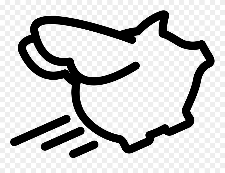 Flying Pig Outline - Flying Pig Clipart Black And White - Png Download