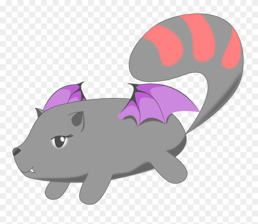 Bat Cat Flight Illustration - Bats Clipart