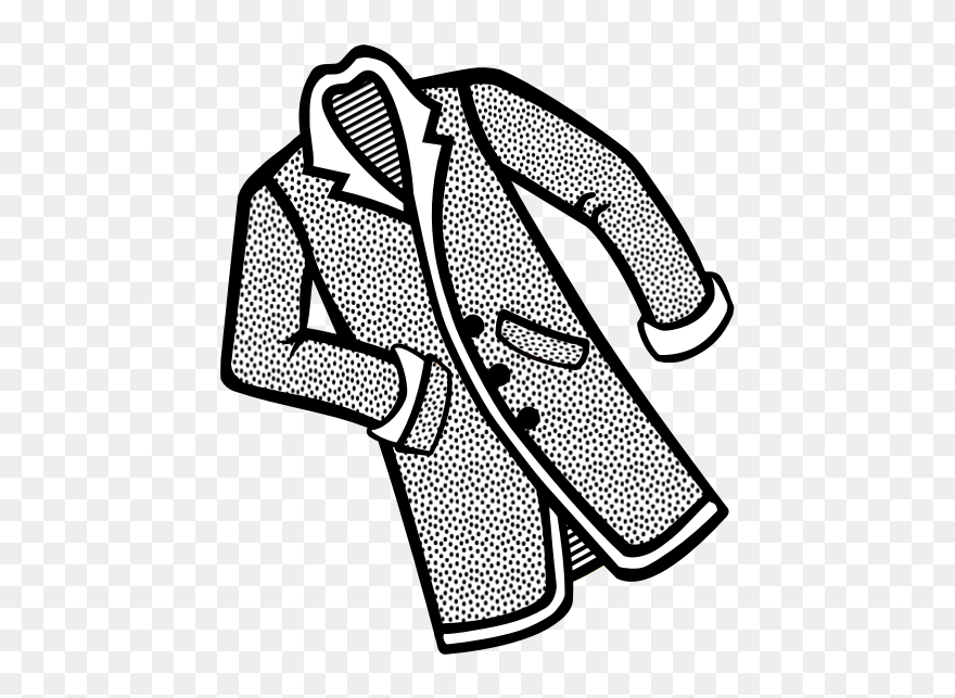 Spotty Ladies Coat Line Art Vector Drawing - Coat Clip Art Black And White - Png Download