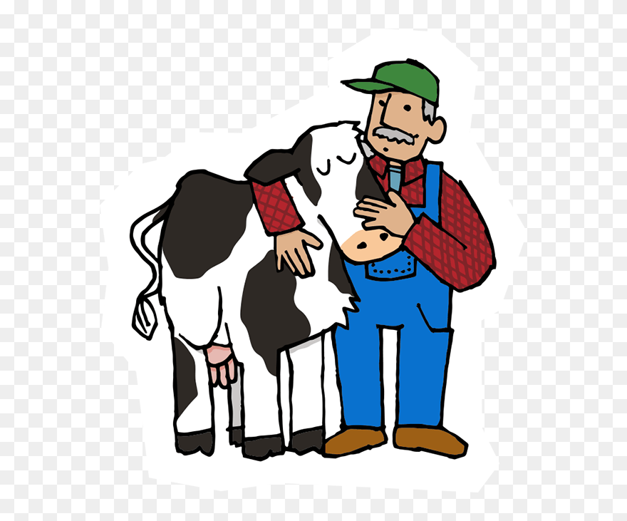 Download Cow And Farmer 400w - Cow And Farmer Png Clipart