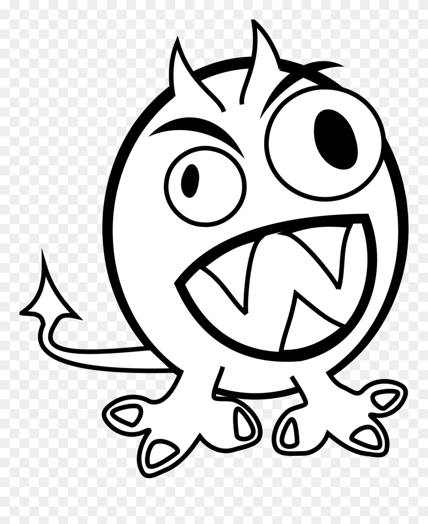 Funny Animal Clip Art - Clip Art Black And White Monster - Png Download