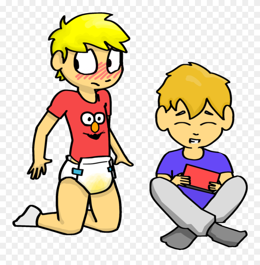 Clipart Boy Sleepover - Kid Diaper Deviantart Anime - Png Download
