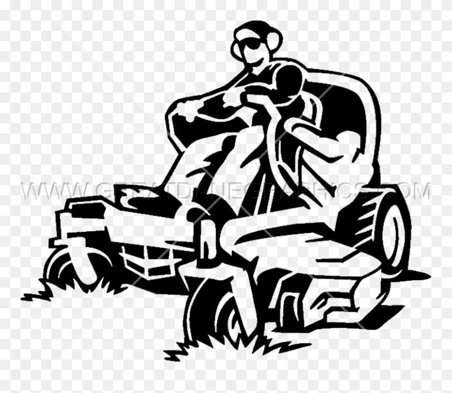 Lawn Mowers Clip Art Zero-turn Mower Riding Mower - Riding Lawn Mower Clipart Black And White - Png Download