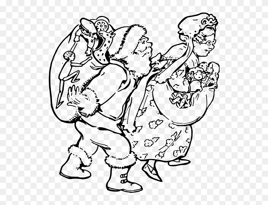Mr And Mrs Santa Claus - Cartoon Clipart