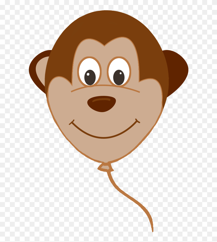 Monkey Face Balloon - Cartoon Clipart