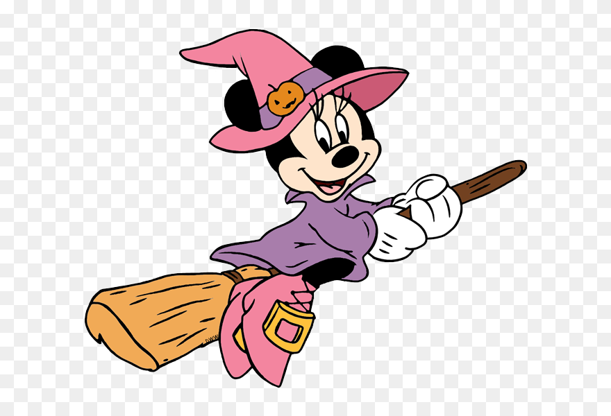 October Halloween Clipart Clip Black And White Stock - Witch Minnie Mouse - Png Download