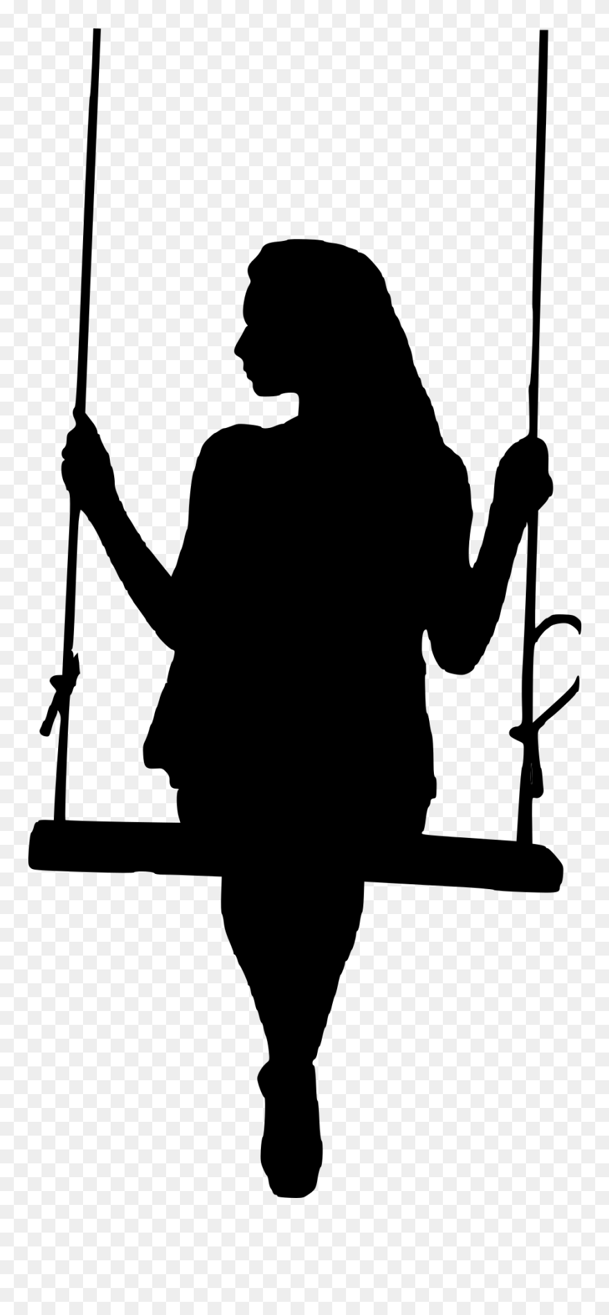 Playground Clipart Silhouette - Silhouette Of A Girl On A Swing - Png Download