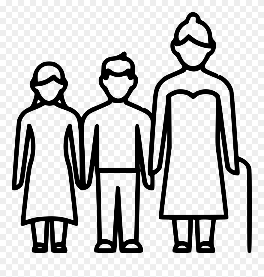 Grandma Grandchildren - Easy Grandmother And Granddaughter Drawing Clipart