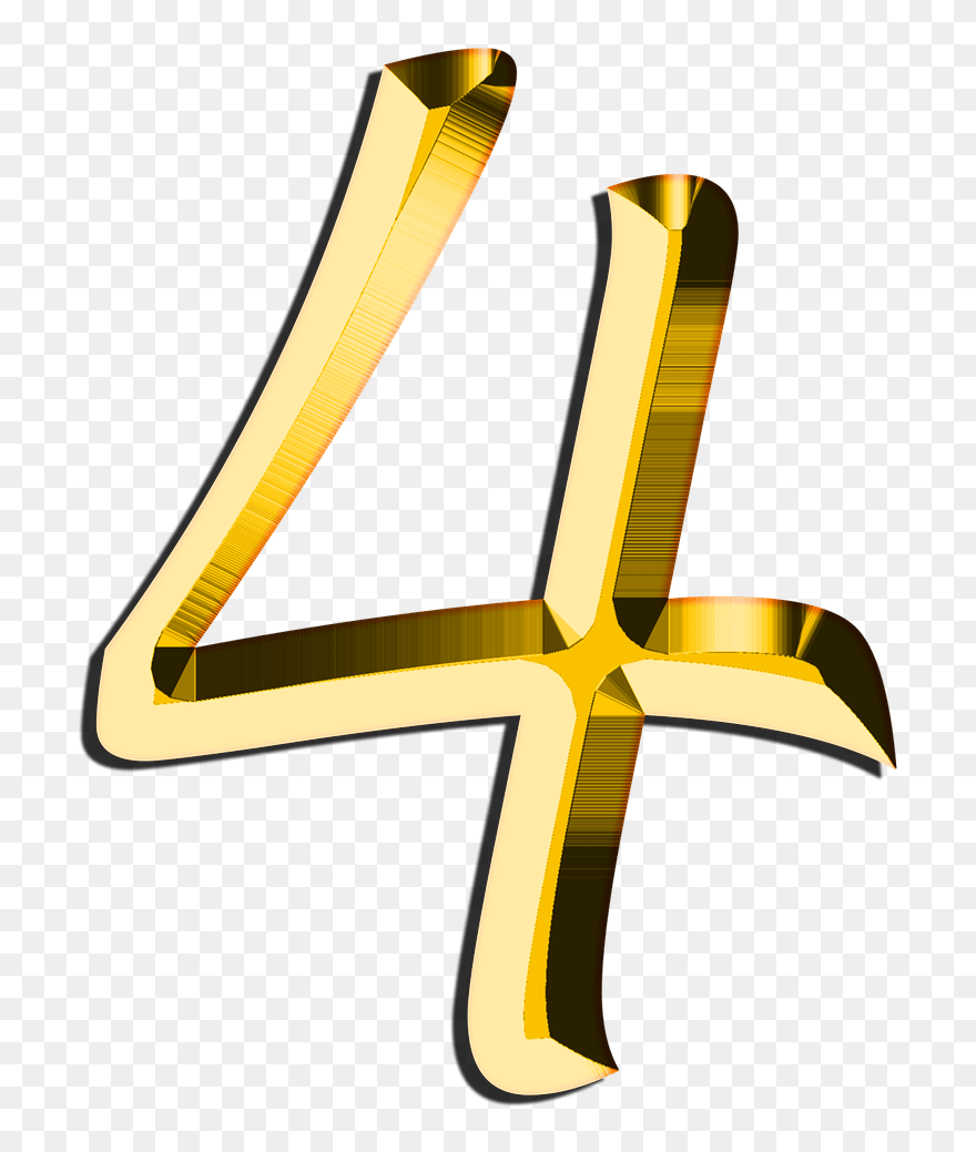 Numero 4 Dorado Png Clipart