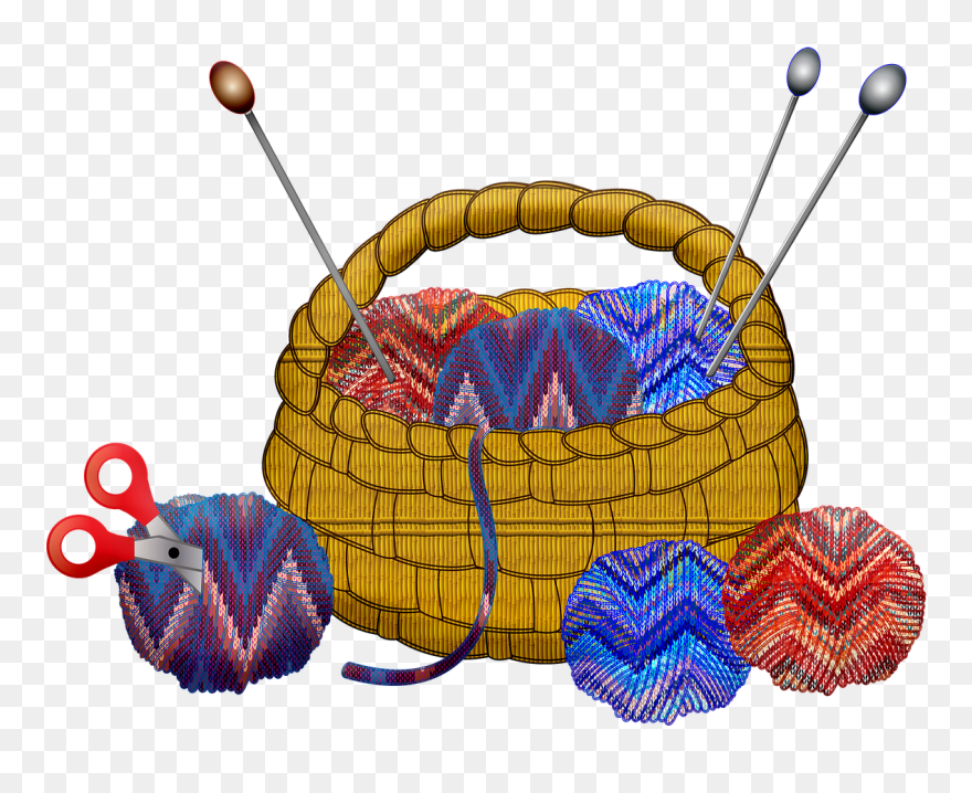 Cartoon Old Women Knitting Clipart