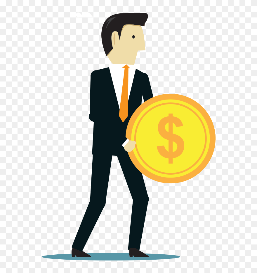 Business Man Holding Little Money - Illustration Clipart
