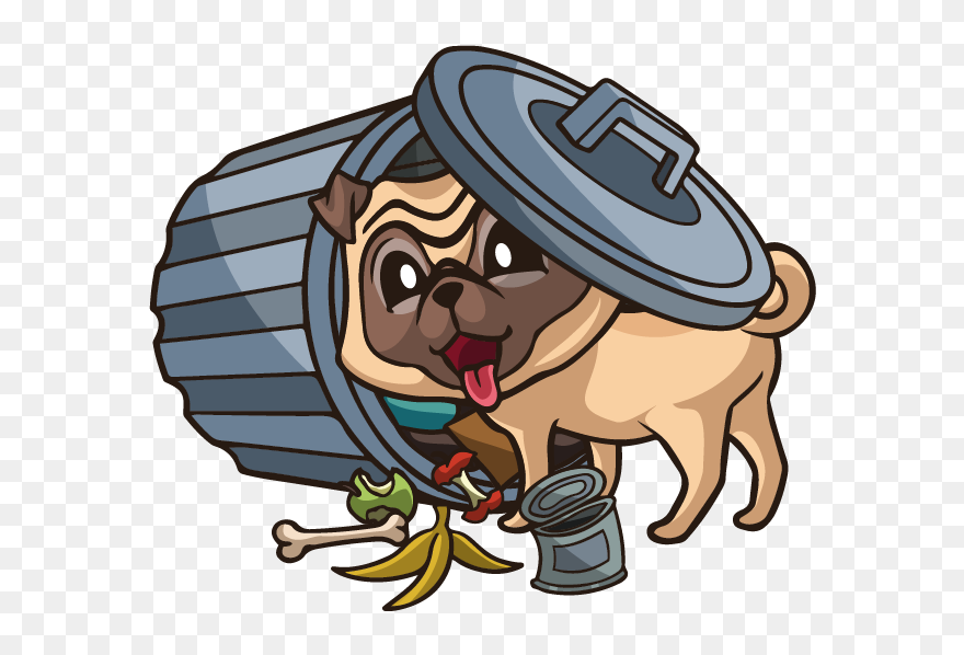 Bb Pl Garbage Pug-01 - Cartoon Clipart