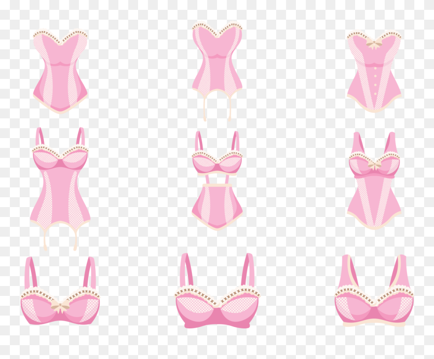 Pink Bustier Icons Vector - Vetores Lingerie Fundo Transparente Clipart