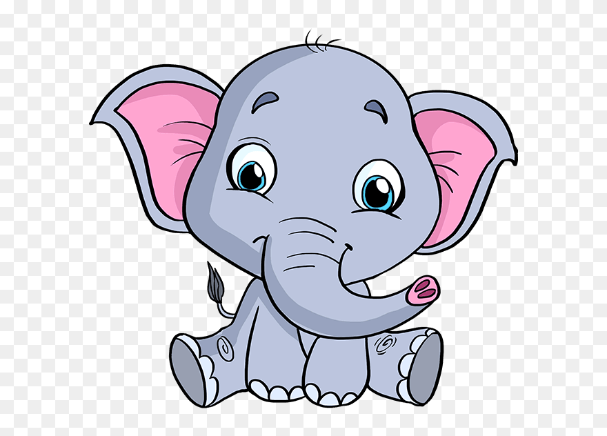 How To Draw Baby Elephant - Baby Elephant Easy Drawing Clipart