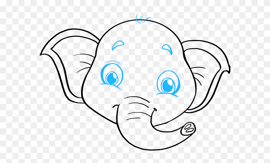 How To Draw Baby Elephant - Cartoon Baby Elephant Drawing Clipart