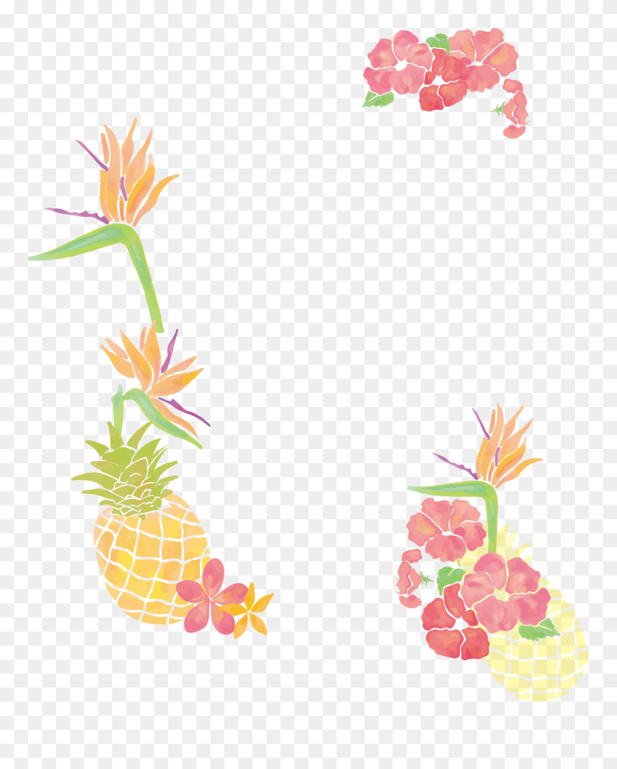 Fall Tree Border Clipart Image Royalty Free Pineapple - Pineapple With Flowers Clipart - Png Download