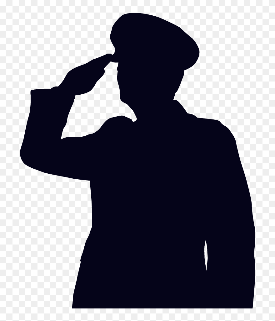 Female Soldier Saluting Clipart - Transparent Soldier Salute Silhouette - Png Download