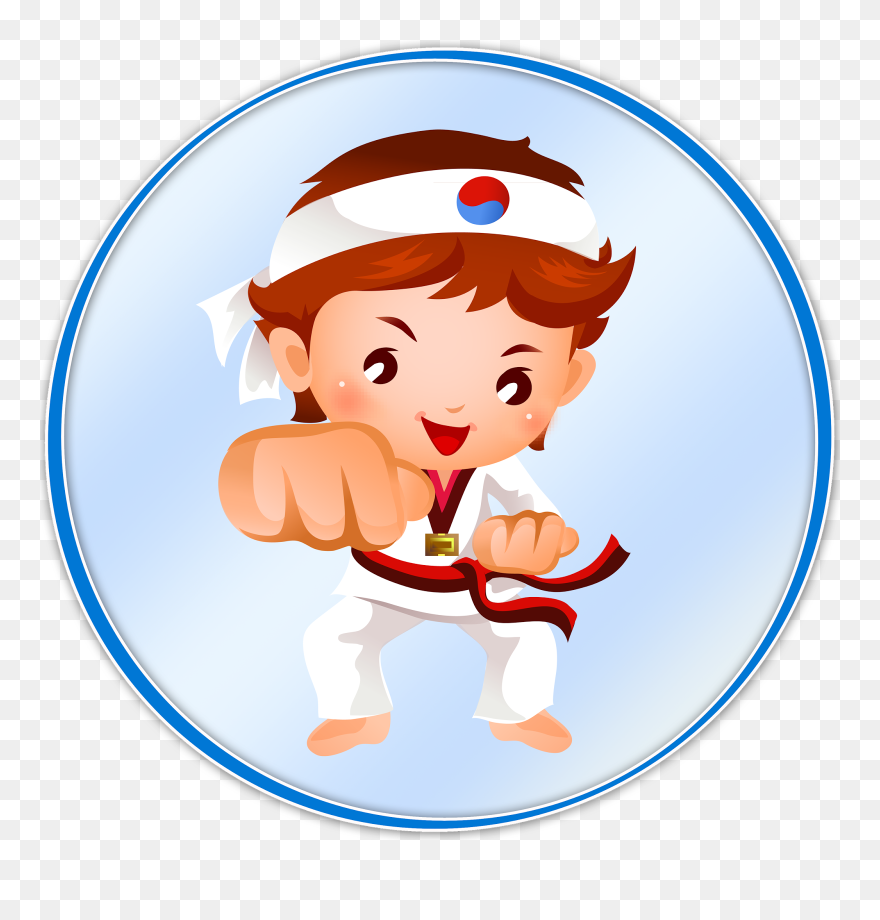 Taekwondo Drawing Boy - Cartoon Kick Boxing Png Clipart