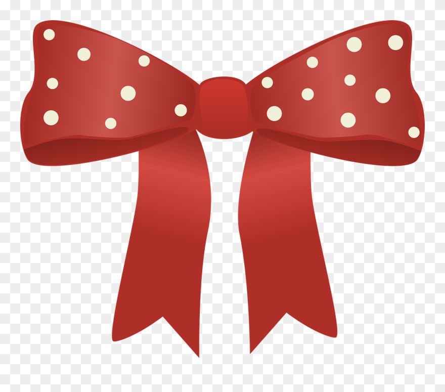 Red Christmas Bow With Polka Dots Clipart - Noeud Papillon Noel Png Transparent Png