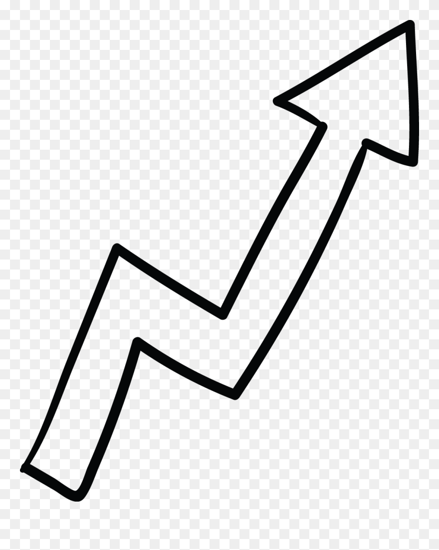 Up Arrow White Zigzag Tail Doodle - Arrow Up White Png Clipart