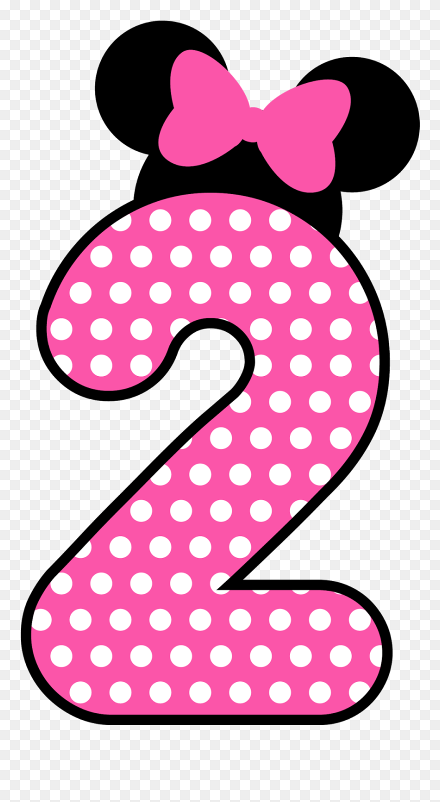 Number 4 Clipart Polka Dot - Numero 2 Minnie Png Transparent Png