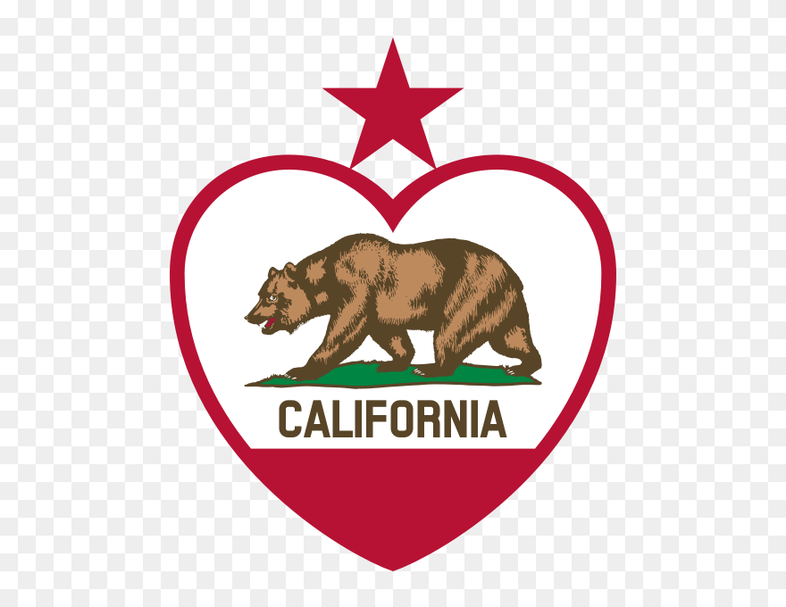 Flag Of California Republic In Heart Shape Vector Image - California Republic State Bear Clipart
